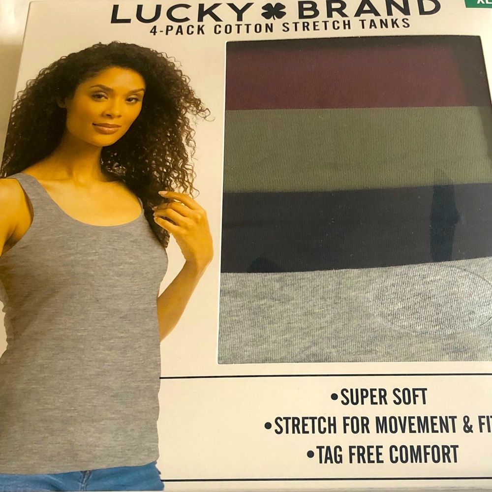 LUCKY BRAND 4-PACK COTTON STRETCH TANKS